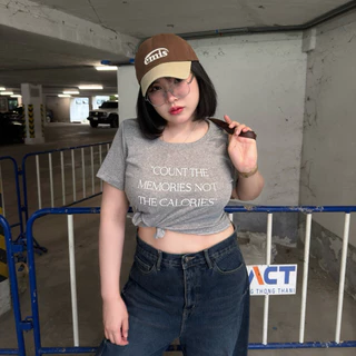 Calories Shirt Crop เสื้อครอปแคลอรี่ 🍔🍟✨ เสื้อครอปสาวอวบอ้วน เสื้อยืดครอป | Geebeety