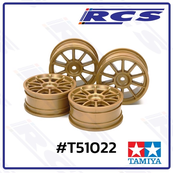 TAMIYA 51022 1/10 MEDIUM-NARROW 10-SPOKE WHEELS (24mm WIDTH, OFFSET 0, GOLD) 4PCS.