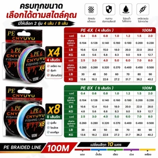 A69/A70-[กะระยะแม่นยำ] สาย PE x4/x8 หลากสี 100m. สลับสีทุก 10 เมตร ช่วยดูความลึก/ระยะสาย ตกทะเลและน้ำจืด พร้อมส่ง