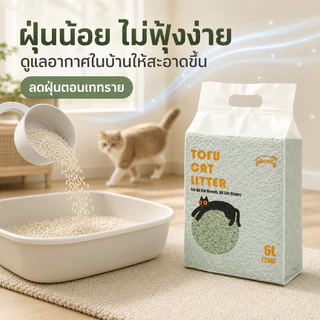 Plendy ทรายแมวเต้าหู้ ออร์แกนิค 6L ไร้ฝุ่น ดับกลิ่น จับตัวเป็นก้อนเร็ว ทิ้งชักโครกได้ ทรายแมวธรรมชาติ
