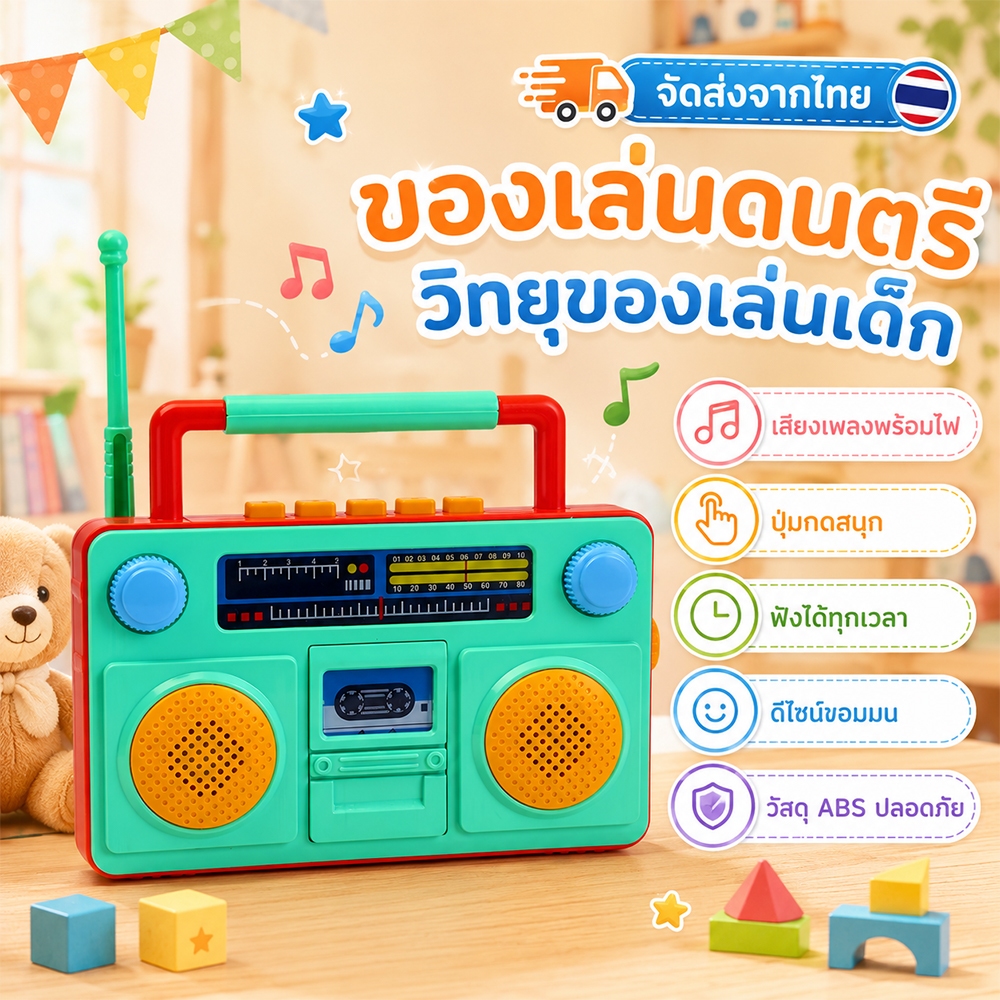 COD ของเล่นเด็ก วิทยุของเล่นเด็ก เพลง+ไฟ  ฝึกสมอง พกพาสะดวก วัสดุ ABS คุณภาพ ของเล่นฮิตๆในตอนนี้