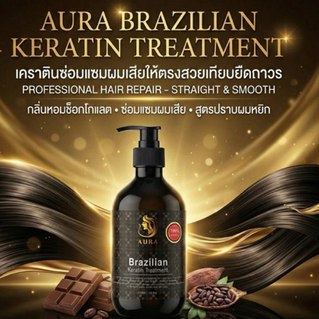 ออร่าเคราตินปราบผมหยิก​ Aura​ keratin (ได้รับ1ขวดไม่รวมตัวล็อกเคราติน)