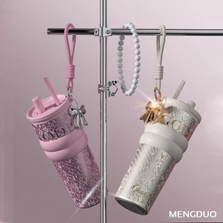 MENGDUO แก้วน้ำเก๋ เก็บร้อนเก็บเย็น ลายผิวพรีเมียม ดีไซน์เข้ากับทุกสไตล์ ไส้ในเซรามิก ความจุ 710ml