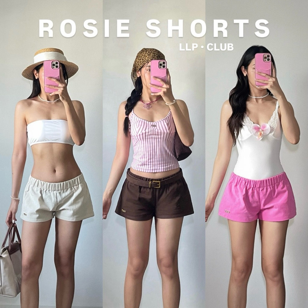 Lalapis | ROSIE SHORTS🖤 กางเกงขาสั้นเอวต่ำ มีกระเป๋า2ข้าง ผ้าฝ้ายคอตตอน ชุดไปทะเลคาเฟ่