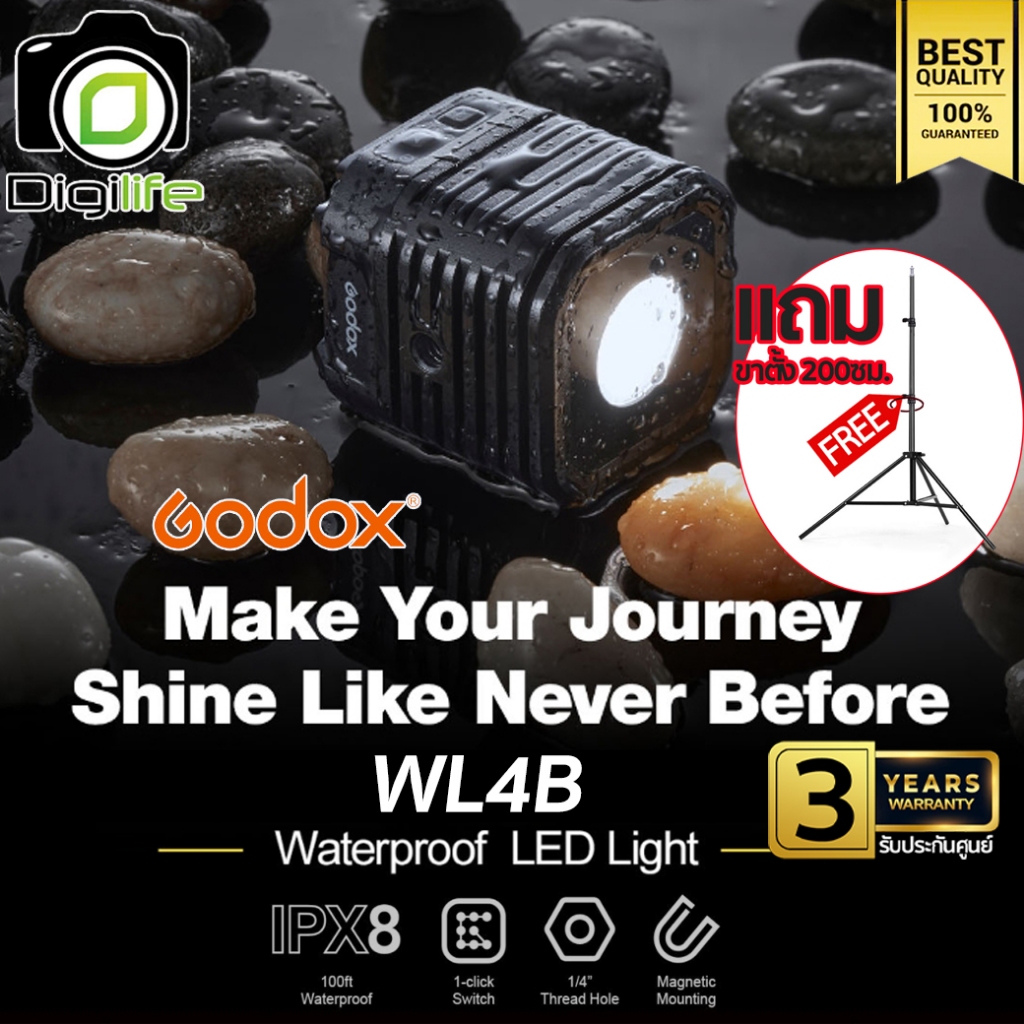 Godox LED WL4B - Waterproof, แสงขาว 5600K, Lithium Battery / Digilife Thailand