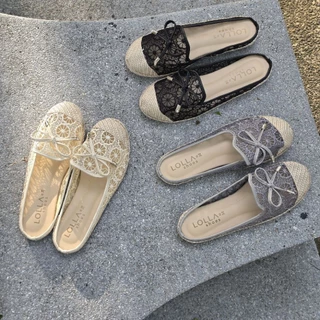 🌹 OHODOODEE 🌹 Charming Blossom Lace Sliders รองเท้าคัทชูเปิดส้นฉลุลายดอกไม้หรูหราแมทช์ง่ายทุกลุค M566
