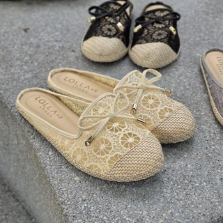 🌹 OHODOODEE 🌹 Charming Blossom Lace Sliders รองเท้าคัทชูเปิดส้นฉลุลายดอกไม้หรูหราแมทช์ง่ายทุกลุค M566