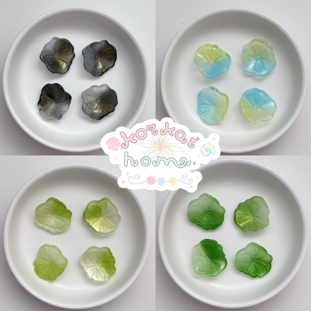 ลูกปัดแก้วใบบัว ลูกปัดใบบัว 3 ชิ้น ⋅+.ขั้นต่ำ 3 ถุงคละได้ ˚‧