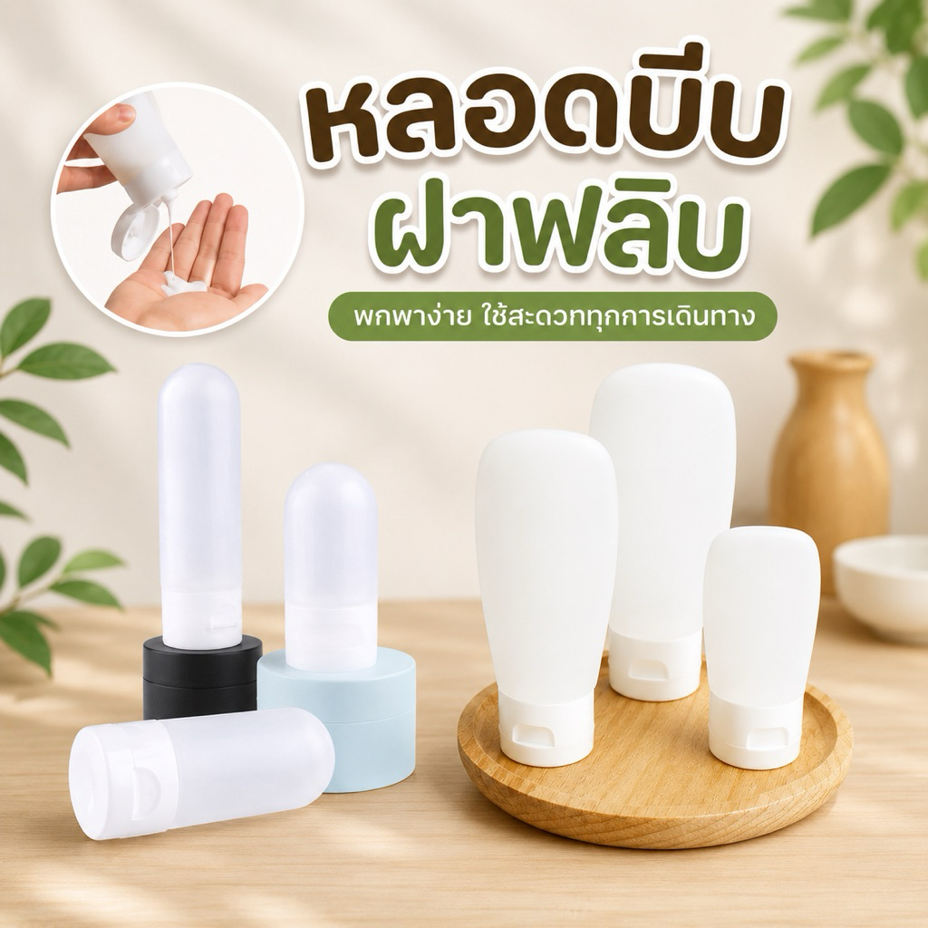 พร้อมส่ง🔥 หลอดบีบเจล หลอดครีม ขวดฝาฟลิบ ขวดเปล่าสำหรับใส่เจลอาบน้ำ แบบพกพาขนาด 30ml./60ml./100ml.