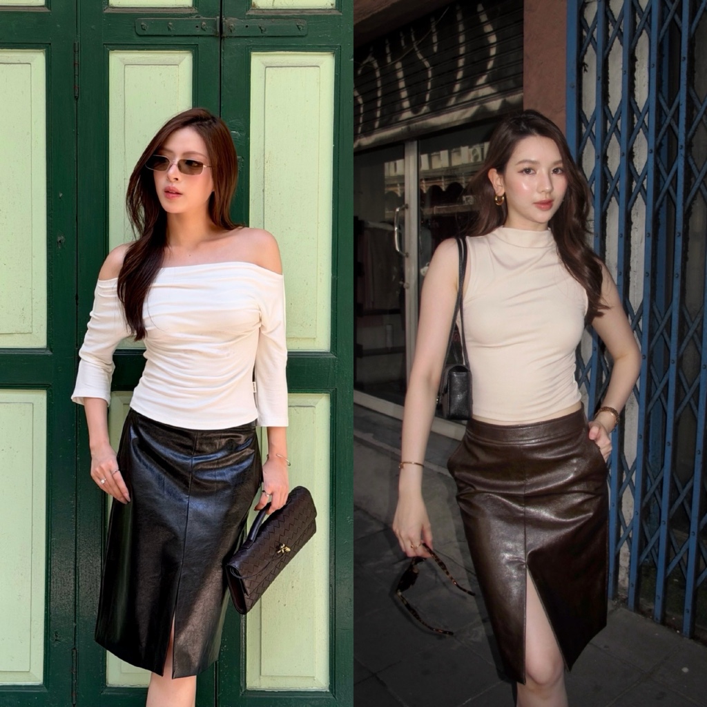 MALIMAYS - Carolyn Leather Skirt กระโปรงหนัง ทรงสอบ