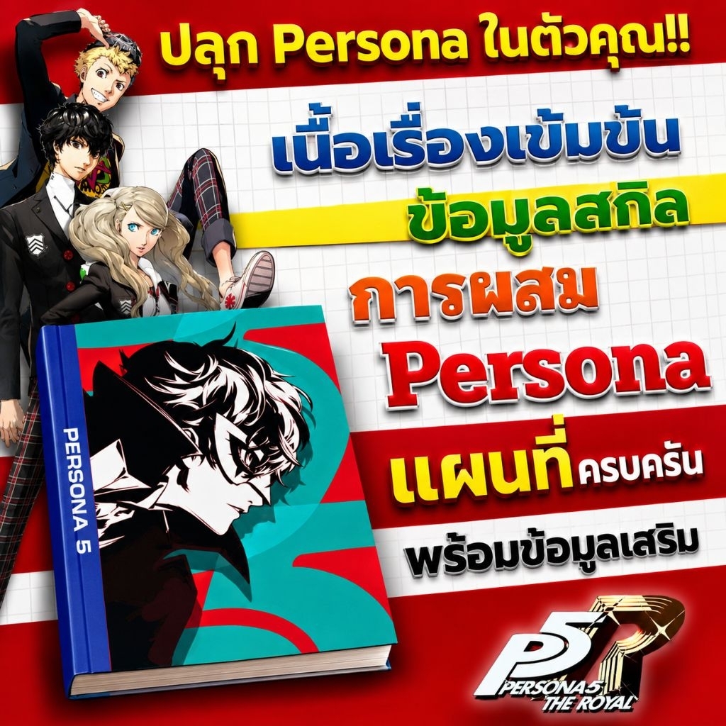 บทสรุปเกมภาษาไทยสุดละเอียด Persona 5 เพอโซน่า5 ขาวดำคมชัด ขนาด A5 เข้าใจง่าย