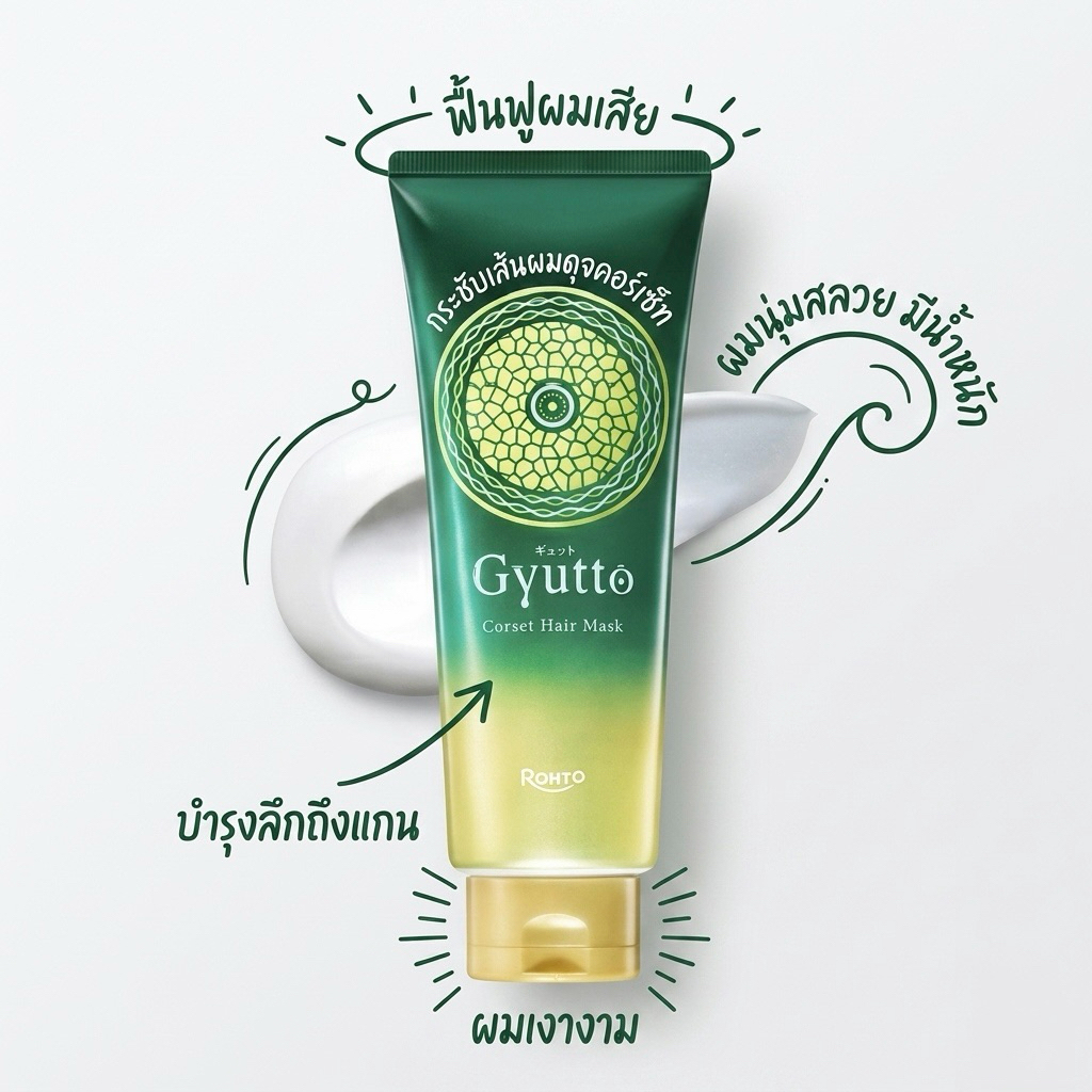Rohto Gyutto Corset Hair Mask ✨ ไอเทมลับกู้ผมเสีย 🇯🇵