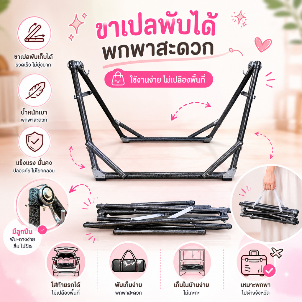 ชุดเปลมินิมอล เปลเด็ก ผ้ารูระบายสีขาว รุ่นใหม่ รูปที่ 7