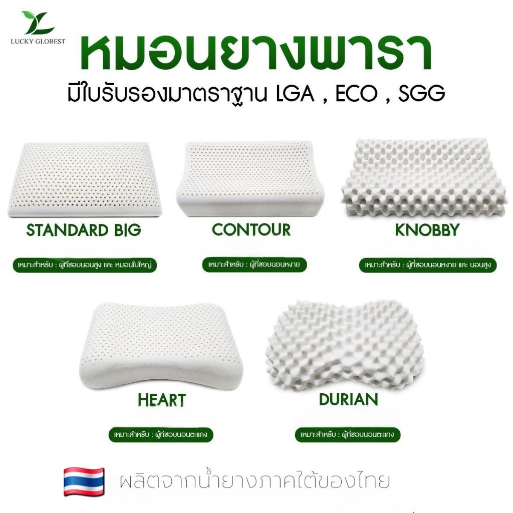 Lucky Globest หมอนยางพาราแท้ ปลอกติดซิป(คละลาย)