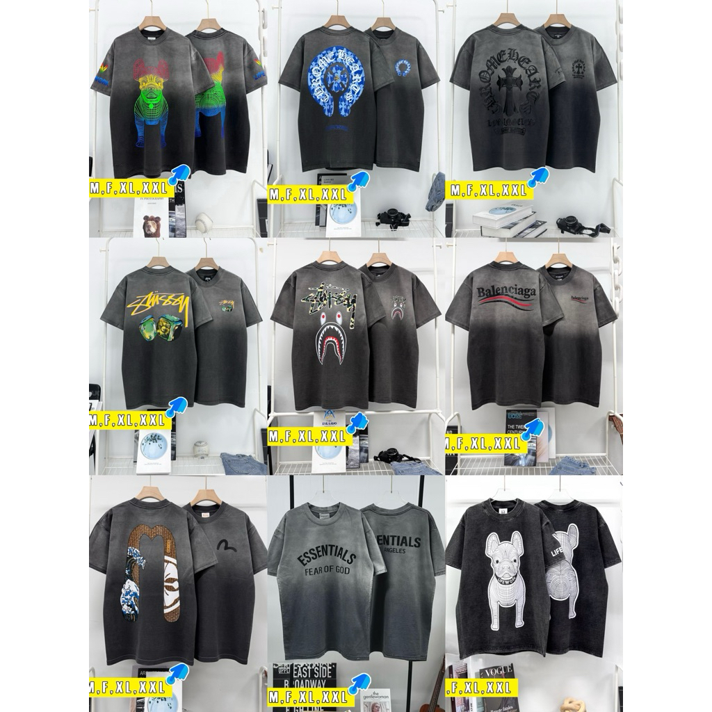 •เสื้อยืดแบรนด์ผ้าฟอกไซส์ M F XL  XX2