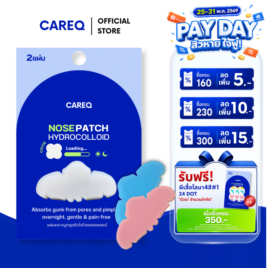 ใหม่ 🩷🩵แผ่นแปะจมูกดูดสิว Pastle CAREQ 2 แผ่น พร้อมส่งจากไทย🇹🇭