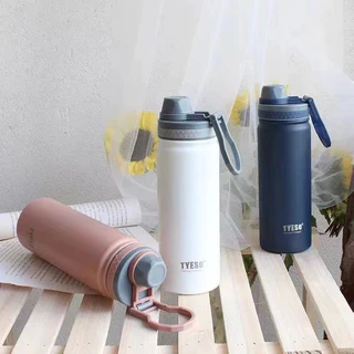 TYESO (พร้อมส่ง) ขวดน้ำสแตนเลสเก็บอุณหภูมิได้ทั้ง ได้ทั้ง ร้อน/เย็น พร้อมหูหิ้ว สแตนเลส 304 มี