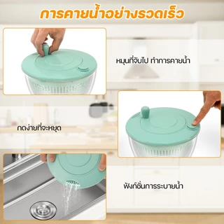 ที่สลัดน้ำผัก ตะกร้าล้างผัก เครื่องบดสับ 6 ใบมีด 2in1 เครื่องปั่นอเนกประสงค์ สะเด็ดน้ำไว ประหยัดเวลา