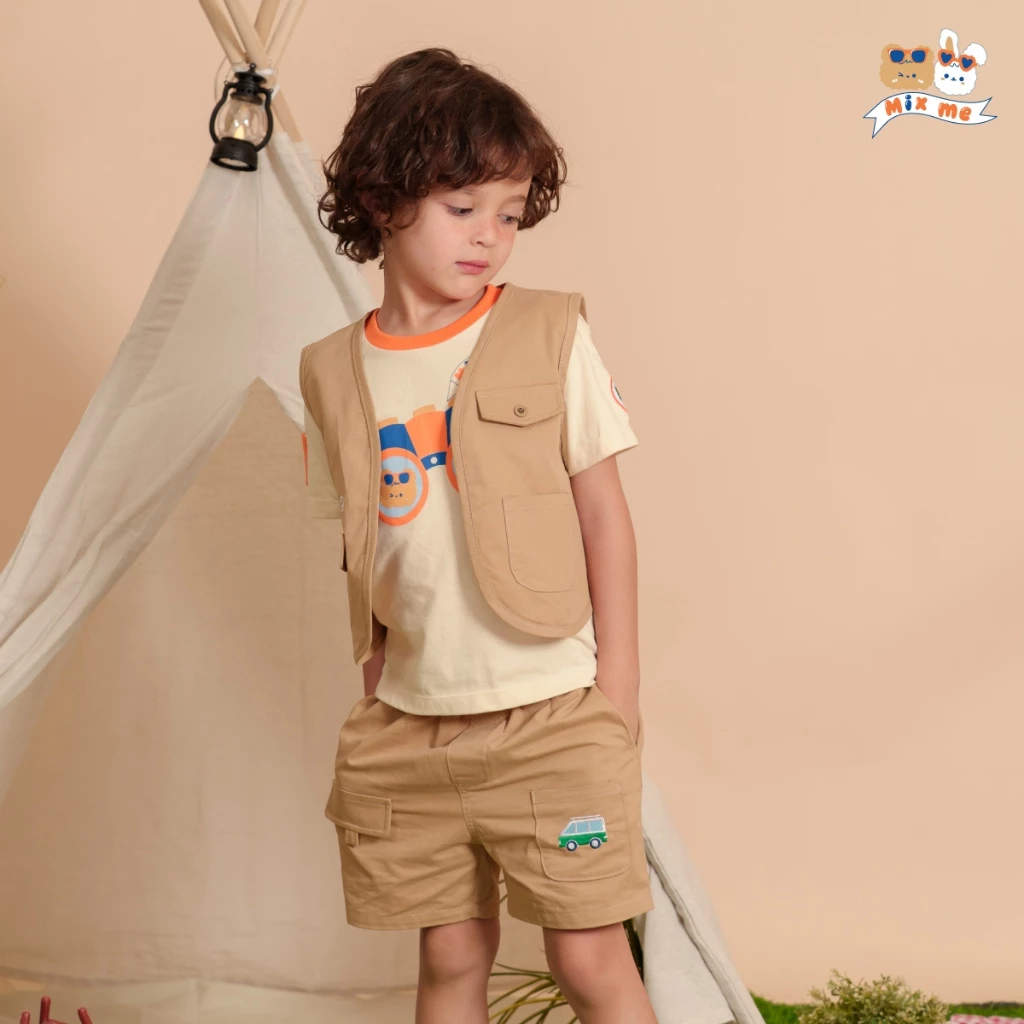 Mix Me เสื้อยืด เสื้อกั๊ก กางเกงขาสั้น ลายกล้อง ผ้า Cotton เด็กชาย อายุ 1-7ปี เสื้อผ้าเด็ก รุ่น 400500/400501/400504