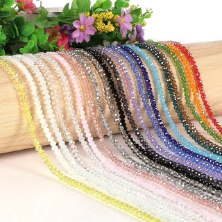 ลูกปัดแก้วคริสตัล 3/4/6/8 มม. โปร่งแสง หลากสี 70-195Pcs ต่อถุง สําหรับทําเครื่องประดับ DIY