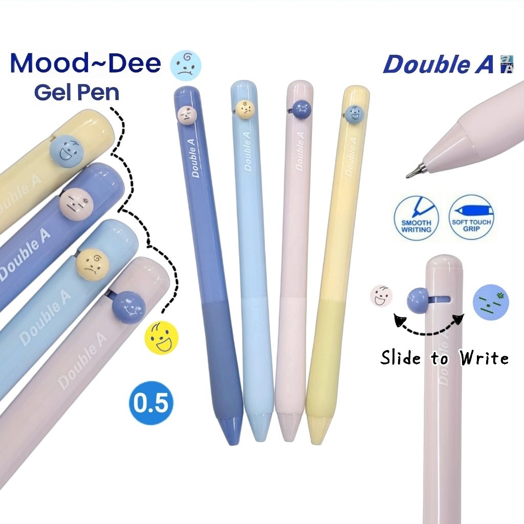 Double A ปากกาเจล 0.5 มม. รุ่น Mood dee หมึกน้ำเงิน