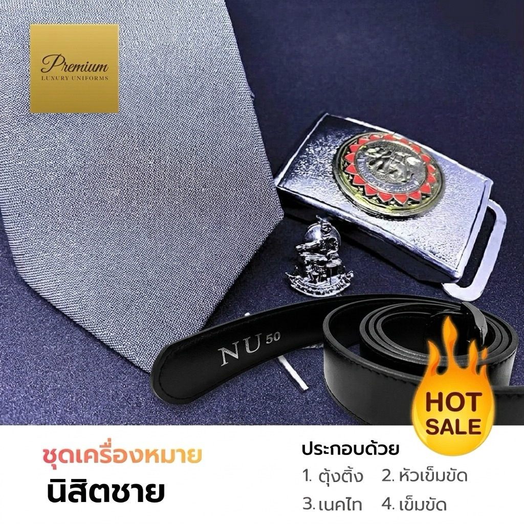 ชื้อแบบชุด (SET) (ถูกกว่า) ชุดเครื่องหมายมหาวิทยาลัยนเรศวร - นิสิตชาย