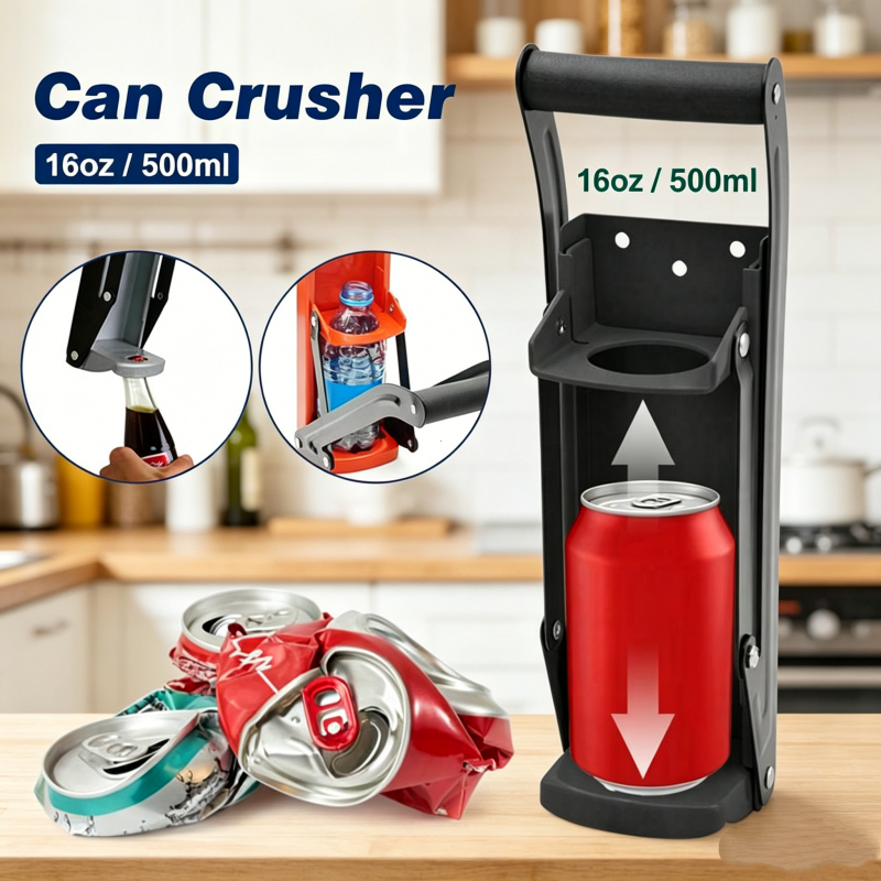 16 oz Can Crusher เครื่องบีบกระป๋อง เครื่องหนีบกระป๋อง มือโยก ยึดผนัง พร้อมที่เปิดขวด