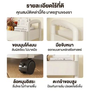 ชั้นวางของรถเข็นพลาสติก ชั้นวางของมีล้อ พร้อมล้อเลื่อน+ที่จับ เคลื่อนย้ายสะดวก ทนทาน รับน้ำหนักได้ดี