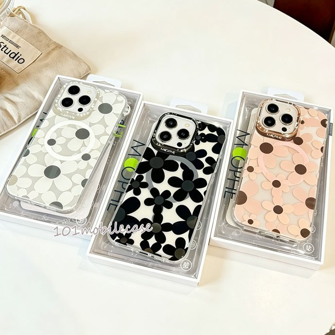 MOOPHE เคส แม่เหล็ก ชาร์ได้ ดอกไม้สีเมทัคลิค สำหรับiPhone 17 Air 11 12 13 14 15 16 PRO MAX Plus 16PROMAX 16Plus 15PROMAX