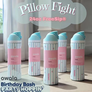 Owala FreeSip 24/32oz Pillow Fight Original – ขวดสแตนเลส 304 สุญญากาศ ดื่มได้2แบบ รุ่นลิมิเต็ด สีฟ้า sky รองรับ COD