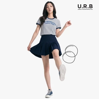 URBAN : WOMEN'S RINGER STRIPED TEE เสื้อยืดคอกลมลายริ้วผู้หญิง รุ่น กุ๊นคอ | แขน 1UTWT1023 สี Navy & Navy