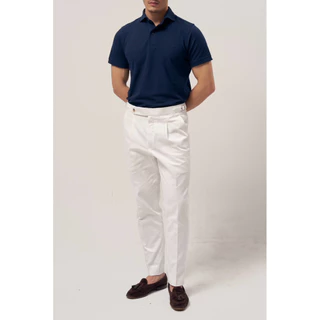 [Code20%ทัก] The Kyoto Trouser กางเกงขายาว สีขาว White |ผ้า Japanese Cotton 100% | ทรง Regular Fit 1 จีบ | ตัวปรับเอว