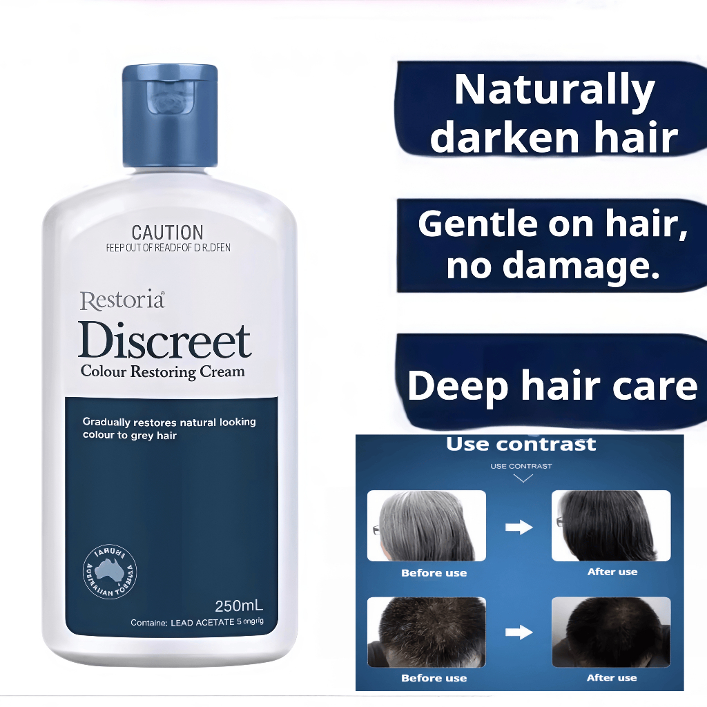 Restoria Discreet Colour Restoring Cream 250ml ขนาด 250ml ปริมาณเยอะ ใช้ได้ยาวคุ้มค่า ครีมฟื้นฟูสีผมสำหรับทุกวัย