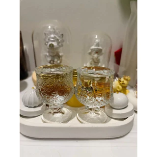 แก้วไหว้พระ แก้วบูชาพระ 6 ใบ แก้วถวายน้ำพระ 45ml ลายผีเสื้อ สวยงาม แก้วน้ําพระ แก้วเล็ก