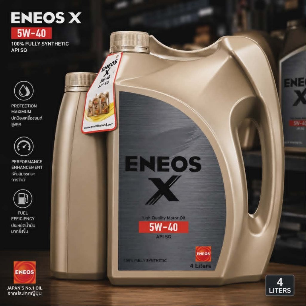 น้ำมันเครื่อง ENEOS X สังเคราะห์100% 5w40 ขนาด 4+1 ลิตร