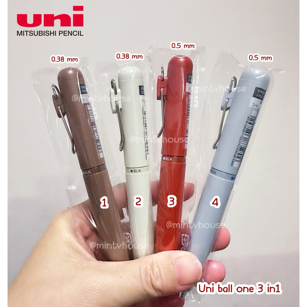 พร้อมส่ง  !!! ปากกา ดำ แดง น้ำเงิน uni ball one 3in1 new (MRE) (UBT) (2) 5.2/2026  (8) 5.4/2026