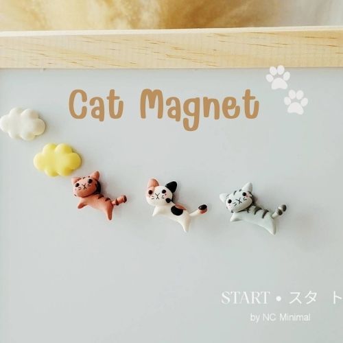 START • スタ−ト STM1006 🐱Cat Magnet🐈แม่เหล็กติดตู้เย็น รูปน้องแมวสุดน่ารัก งานแฮนด์เมด ดินปั้น ติดตู้เย็น ติดบอร์ด ของขวัญ