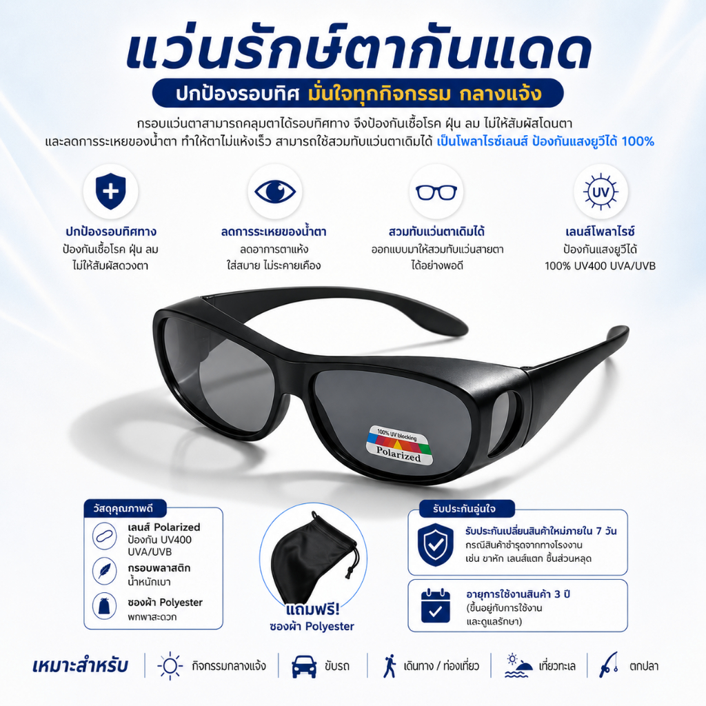 Wan-Rak-Ta แว่นรักษ์ตากันแดด (แว่นศิริราช) กรอบสีดำ