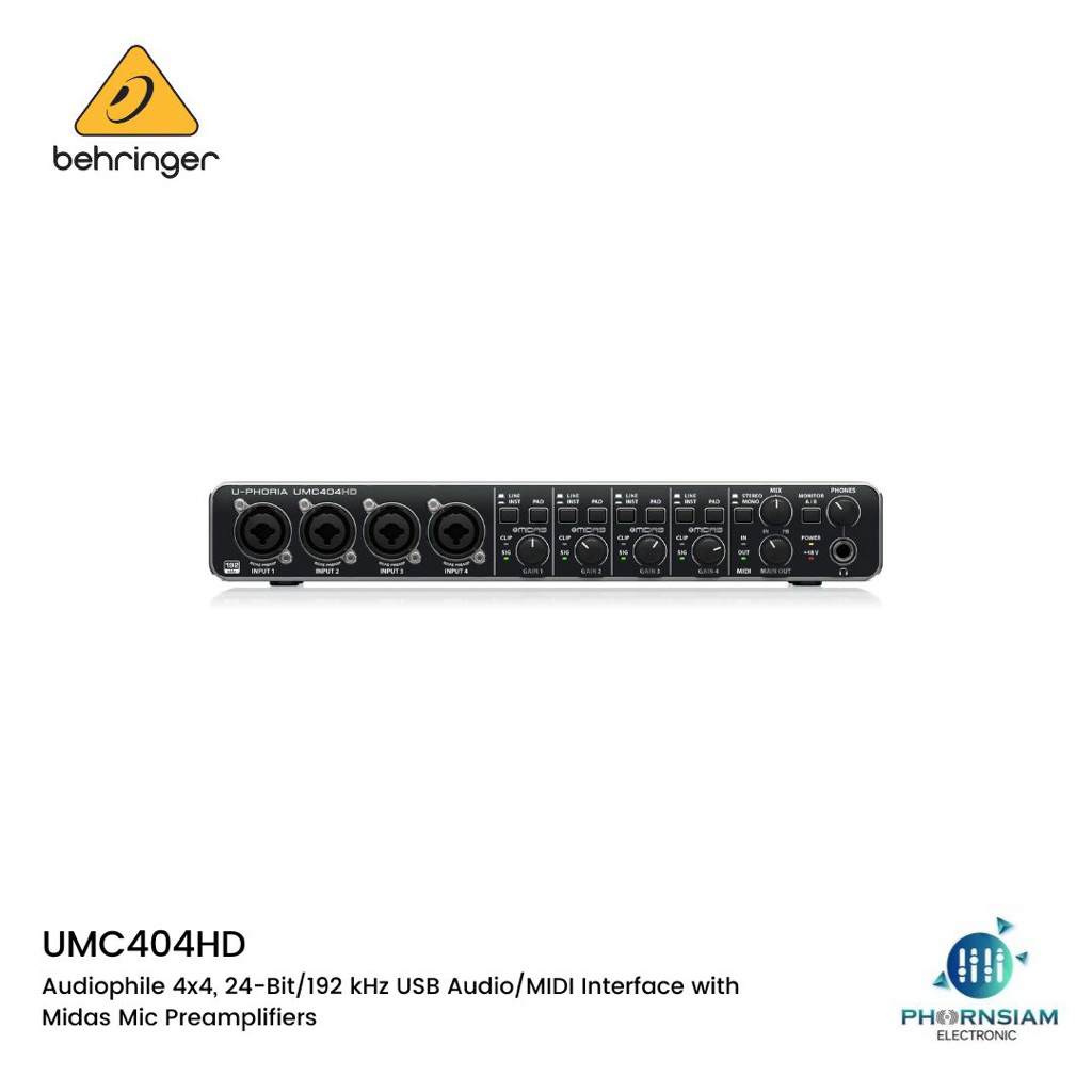 Behringer UMC404HD ออดิโออินเตอร์เฟส 24-Bit/192 kHz USB Audio/MIDI Interface