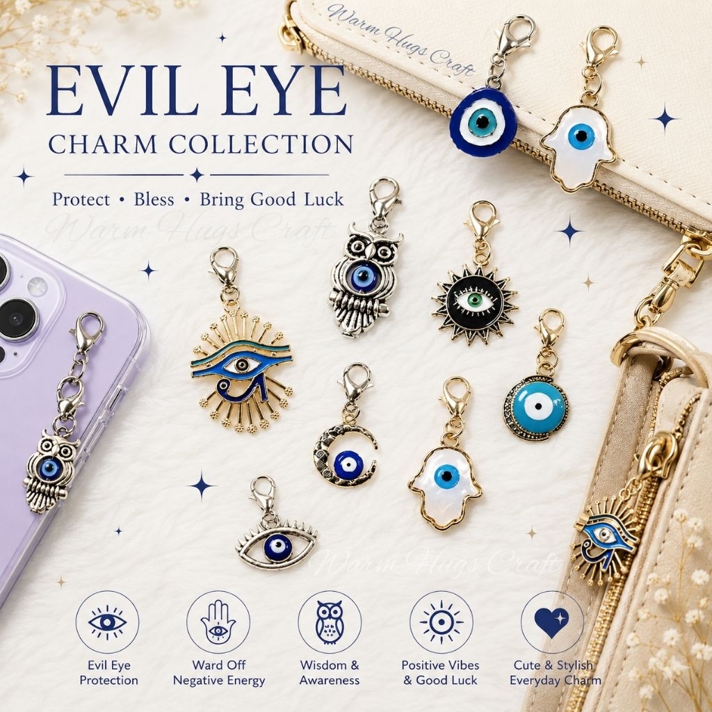 Charm >> จี้ EVIL EYE 🧿 ที่ห้อยมือถือ จี้ห้อยโทรศัพท์ จี้ห้อยกระเป๋า พวงกุญแจ Hamsa Wicca เครื่องราง ของขวัญ Pendant