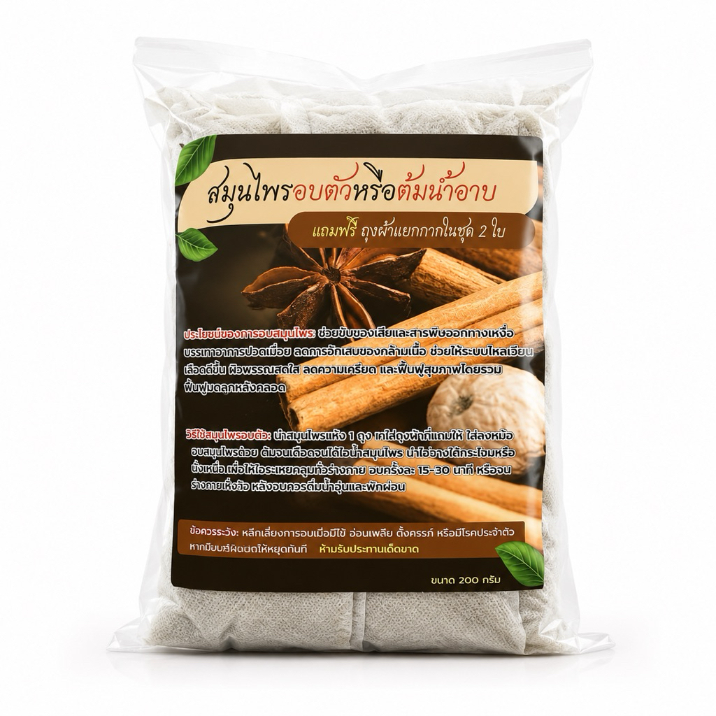 สมุนไพรสำหรับตู้ซาวน่าทุกประเภท (ห่อละ 25g. บรรจุ 30 ห่อ/วัน ใน 1 แพ็ค ) สำหรับใช้แล้วทิ้ง