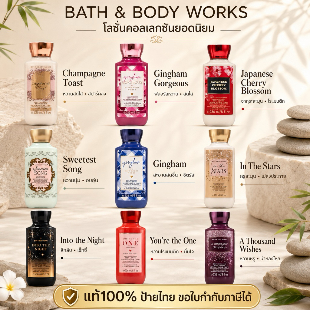 Bath & Body Works Body Lotion 236ml โลชั่นน้ำหอม บาธแอนด์บอดี้เวิร์คส์ รวมกลิ่นยอดนิยม Gingham to The Night In The Stars