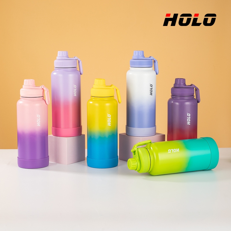 HOLO แก้วน้ำสแตนเลส 304 ความจุขนาดใหญ่ 1000ml สีไล่ระดับ ง่ายต่อการพกพา