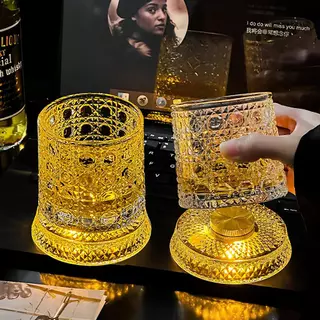 แก้ววิสกี้ฐานหมุน 260ml แก้วคริสตัลใส แก้วหมุนได้ ดีไซน์หรู สำหรับงานปาร์ตี้/ของขวัญ