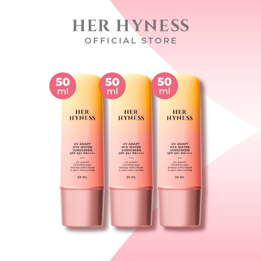 [แพคสาม] HER HYNESS UV ADAPT HYA WATER SUNSCREEN SPF50+ PA++++ กันแดดอัจฉริยะ บูสผิวให้กันแดดได้เอง สูตรใช้ทุกวัน 50มล.