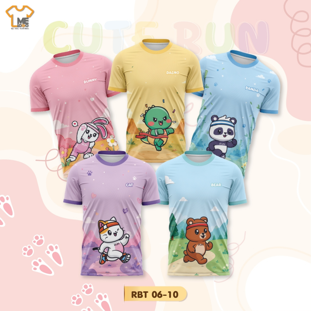 เสื้อวิ่ง (RBT.06-10) ลายการ์ตูนสุดคิ้วท์ รุ่น Cute Run Collection  ผ้าไมโครแห้งไว