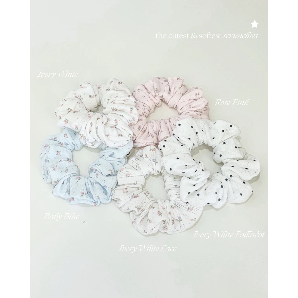grandmamade scrunchies ยางรัดผมโดนัท ยางมัดผม / whimsical rose garden / pointelle scrunchies
