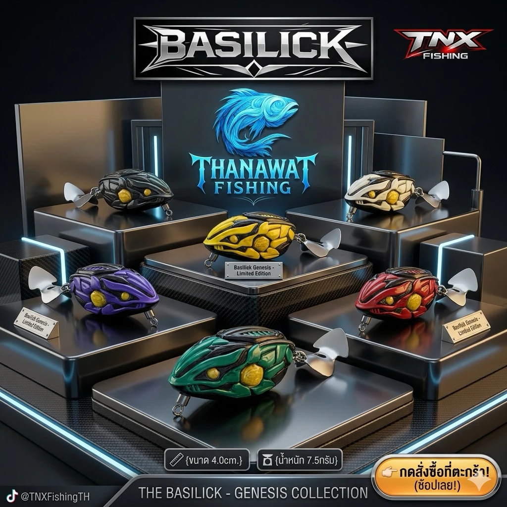 BASILICK เหยื่อตกปลา กบยางบาซิลิส ขนาด 4.0 ซม. น้ำหนัก 7.5 กรัม by.TNX Fishing
