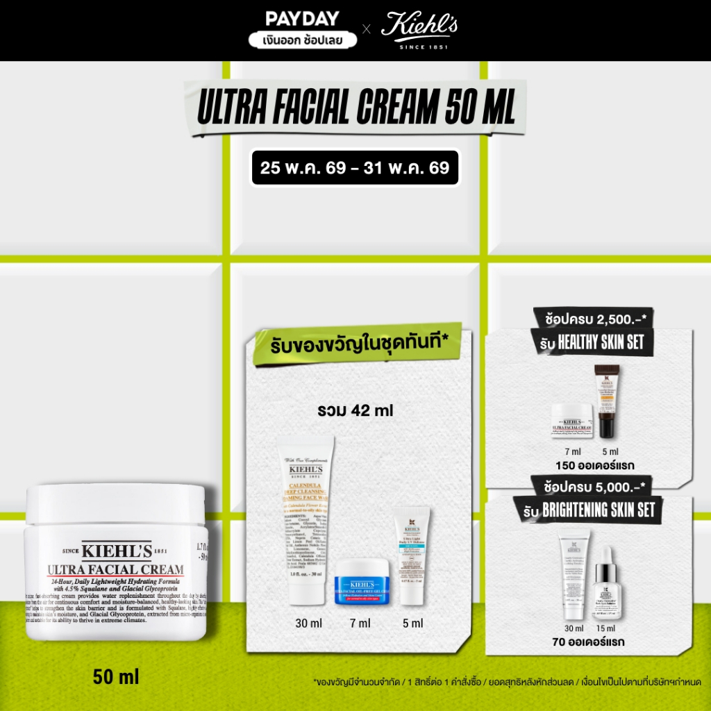 KIEHL'S ULTRA FACIAL CREAM 50ML มอยส์เจอร์ไรเซอร์ ครีม บำรุงผิวหน้า เสริมความชุ่มชื้นให้ผิวตลอด 24 ชั่วโมง
