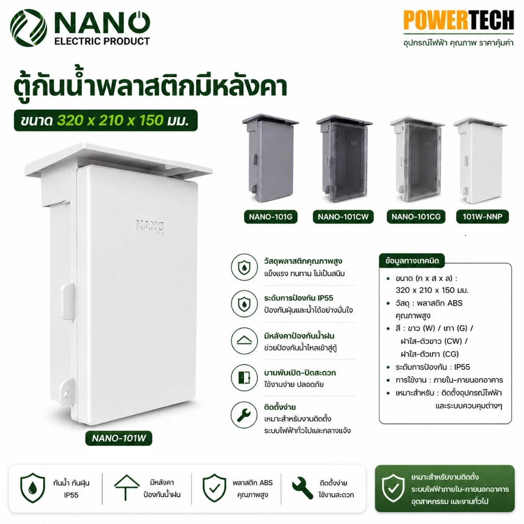 Nano ตู้กันฝน ตู้กันน้ำ ตู้ไฟ พลาสติก อย่างดี นาโน 101W 101CW 101W-NNP